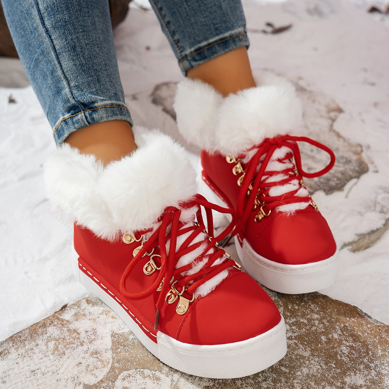 Bootara Women's Heritage Plush Snow Boot - Platform Winter Boots with Faux Fur Lining & Classic Lace-Up Design (US 5-10.5)