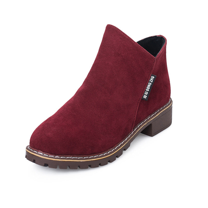 Bootara Women's Suede Chelsea Ankle Boots - Side Zip Low Heel Martin Boots (US 4-10)