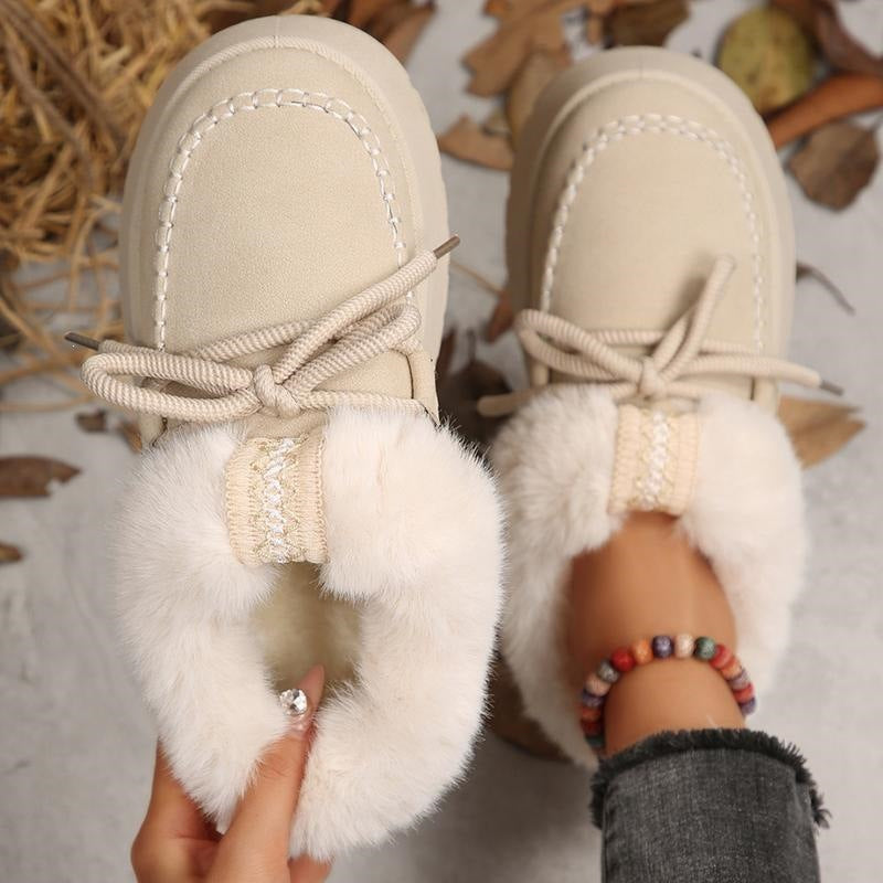 Bootara Women's FrostHaven Faux Fur Lined Winter Shoes – Suede Lace-Up Moccasin Style (US 5.5–10.5)