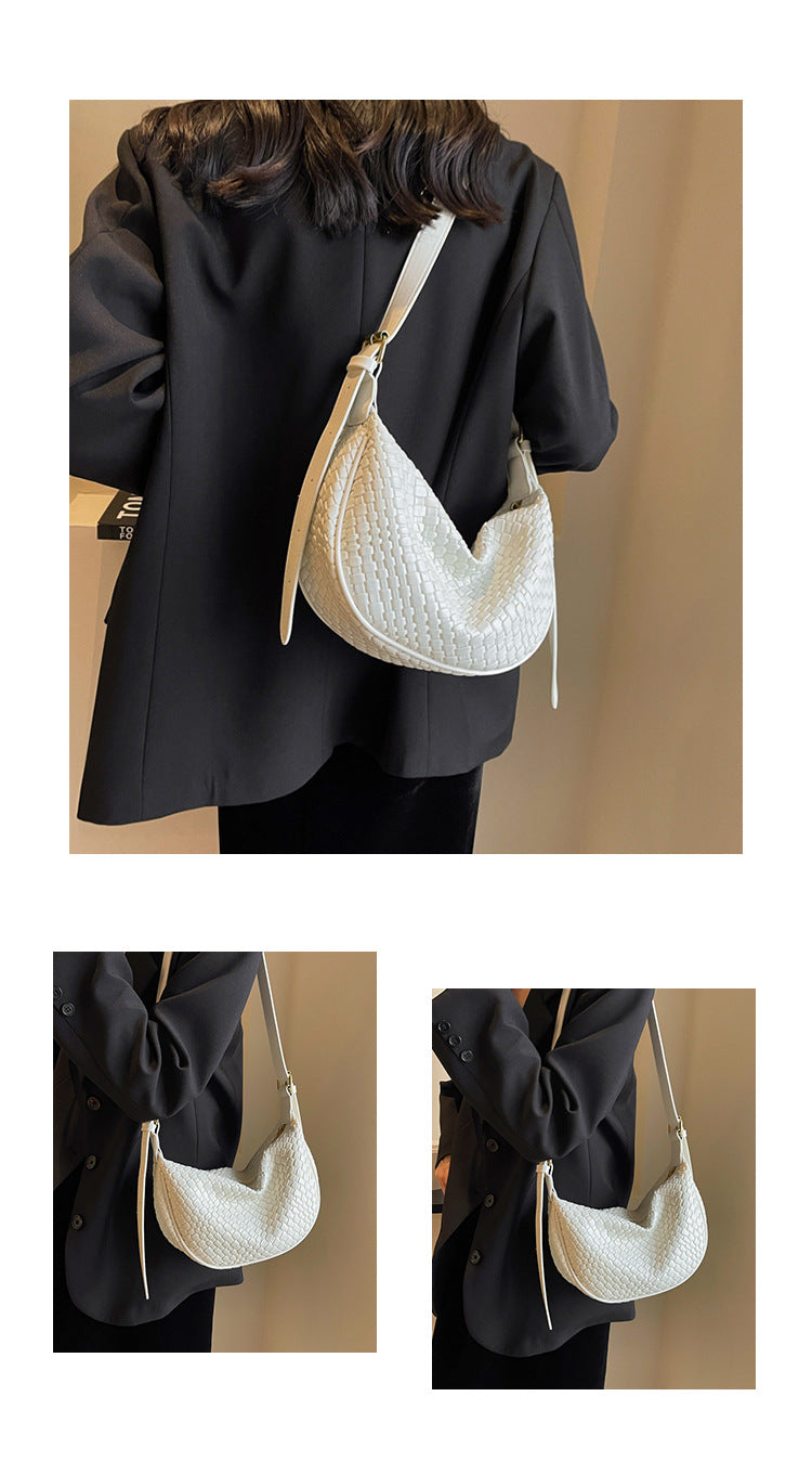 Bootara Women's Riviera Bias-Weave Crescent - Convertible Shoulder to Crossbody in French-Inspired Grain