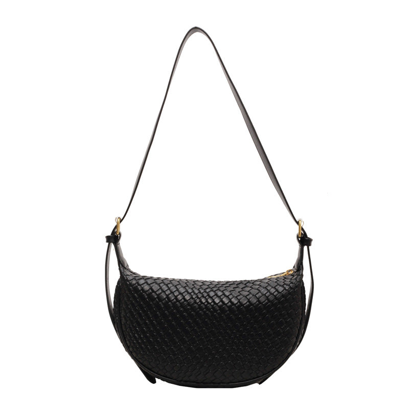 Bootara Women's Riviera Bias-Weave Crescent - Convertible Shoulder to Crossbody in French-Inspired Grain