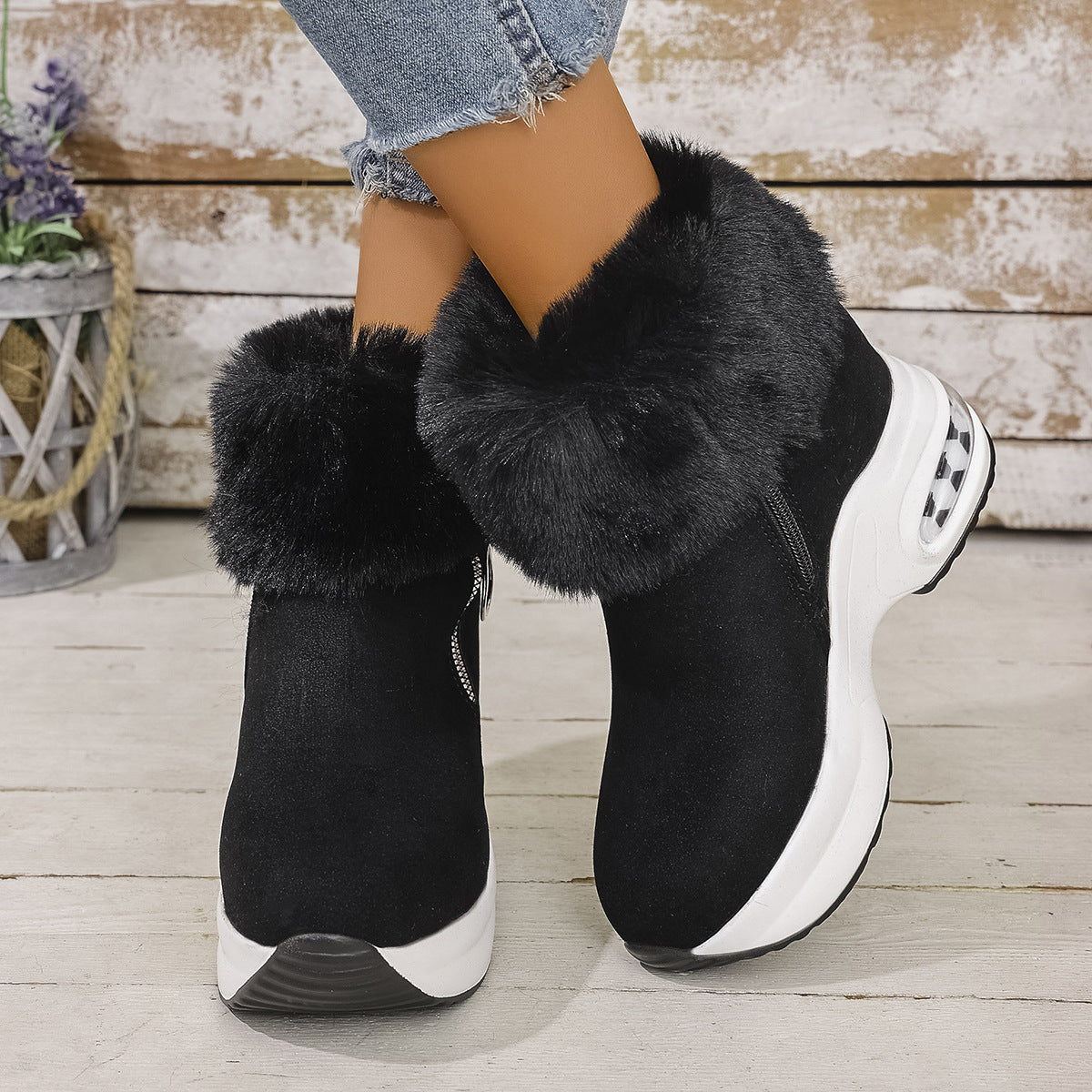 Bootara Women's Cozy-Chic Snow Boots - Plush Lined Faux Suede Platform Ankle Boots (US 4-10.5)