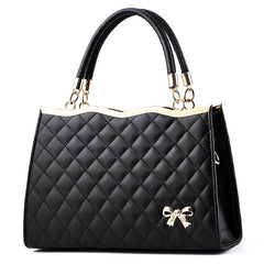 Bootara Women's Quilted Bow-Accent Structured Tote Bag – Oversized Shoulder & Crossbody Handbag for Women, Timeless Elegance