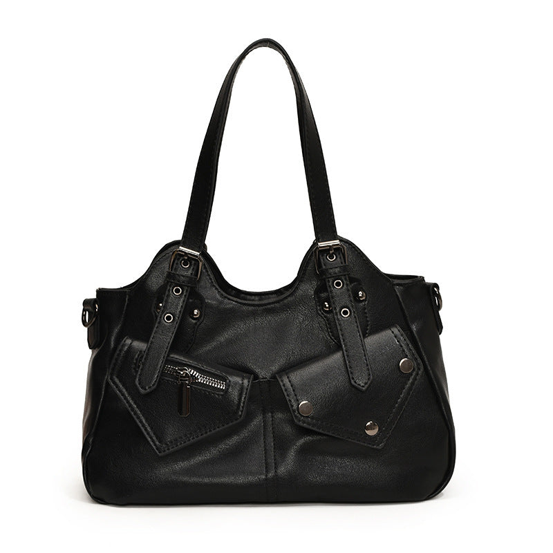 Bootara Women's Road Rebel Tote - Retro Moto-Inspired Convertible Carryall with Industrial Hardware