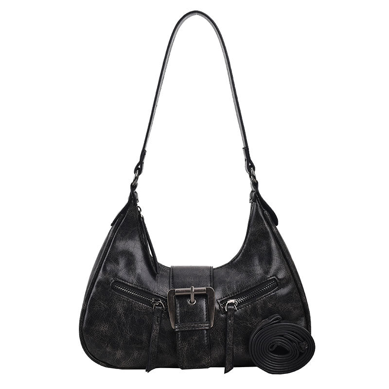Bootara Women's Heartland Crescent — Vintage-Inspired Shoulder Saddle with Distressed Leather Accents & Adjustable Strap