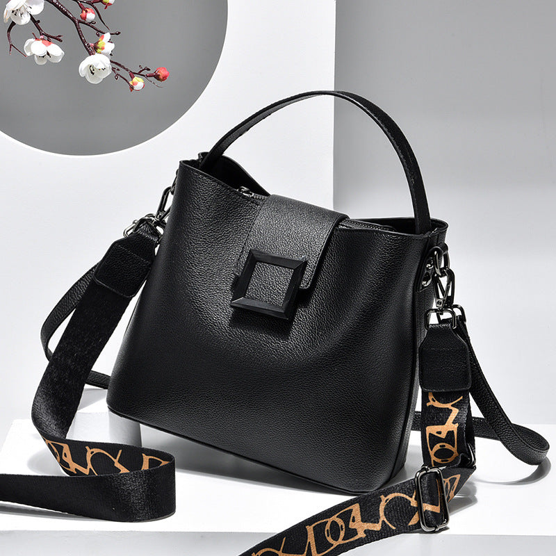 Bootara Women’s Signature-Buckle Square Bucket Bag - Premium Convertible Shoulder & Crossbody with Architectural Silhouette & Elevated Minimalism