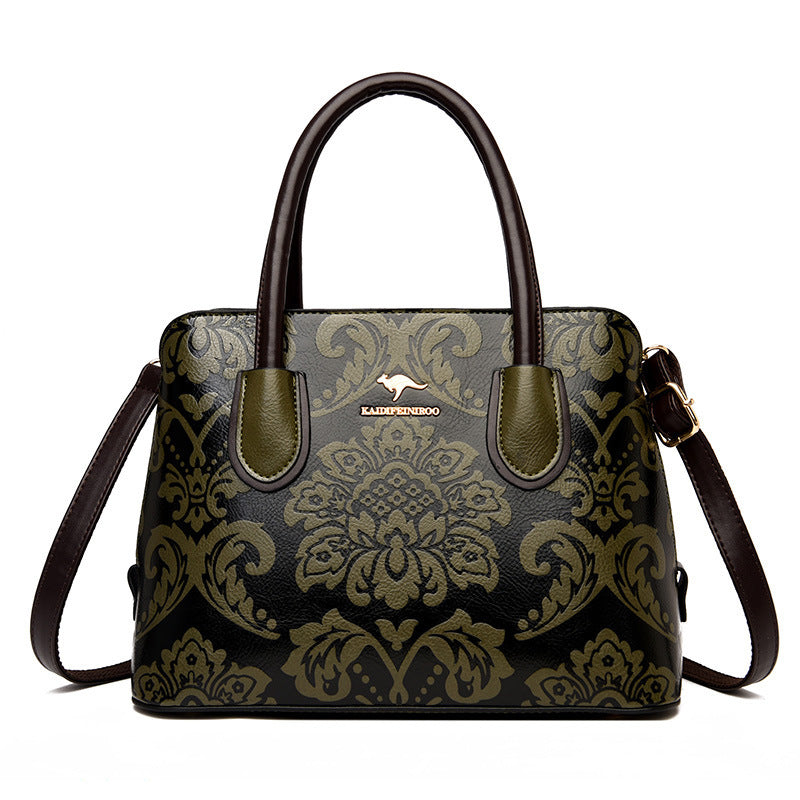 Bootara Women's Gilded Heirloom Satchel - Hand-Tooled Embossed Leather Convertible with Timeless Architecture & Artisan Legacy