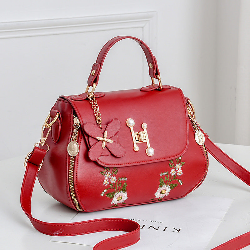 Bootara Women's Elegant Embroidered Flap Bucket Bag – Stylish Convertible Crossbody Shoulder Bag