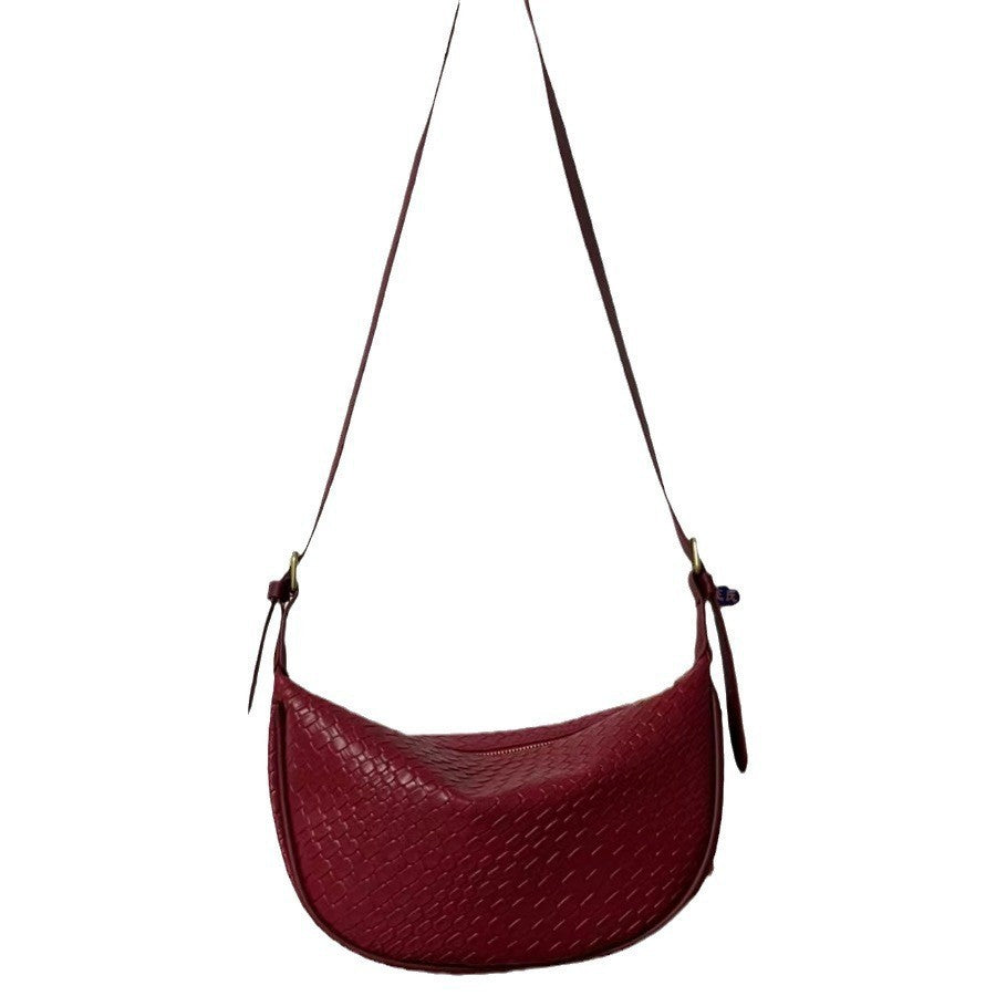 Bootara Women's Riviera Bias-Weave Crescent - Convertible Shoulder to Crossbody in French-Inspired Grain