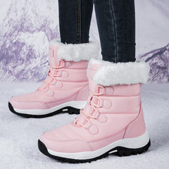 Bootara Women's Thermal Winter Hiking Boots - High-Cut Fleece Lined Snow Boots (Pink, White & Black - US 5-10)