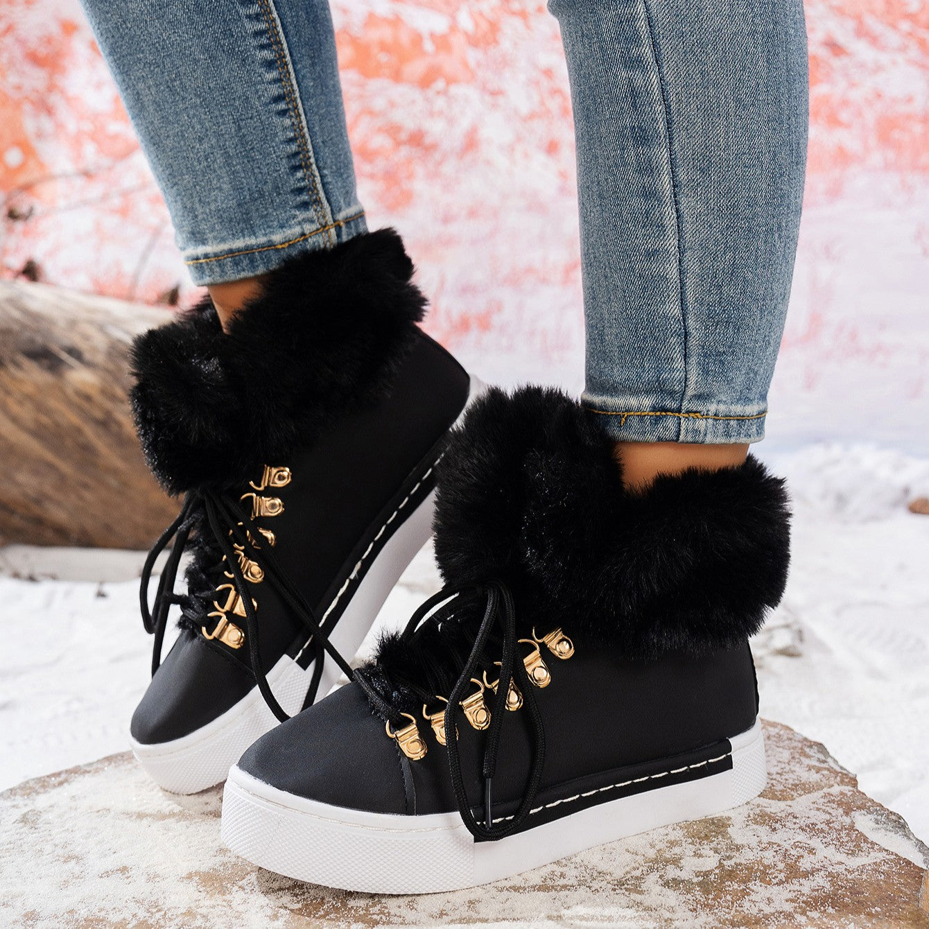 Bootara Women's Heritage Plush Snow Boot - Platform Winter Boots with Faux Fur Lining & Classic Lace-Up Design (US 5-10.5)