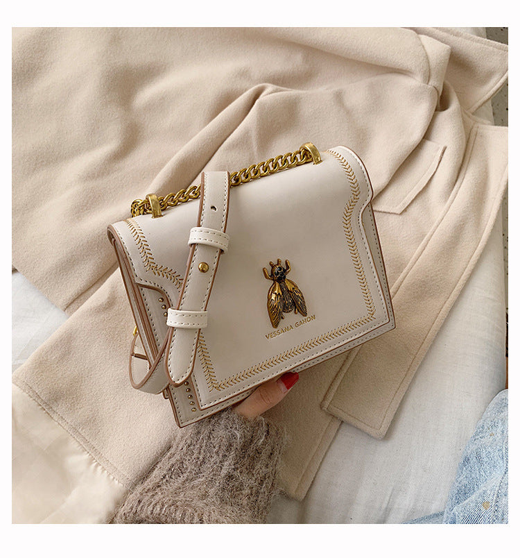 Bootara Women's Artisan-Crafted Distressed Crossbody Bag Small Box Purse with Stitched Rivets & Antique Gold Chain | Y2K Grunge Revival