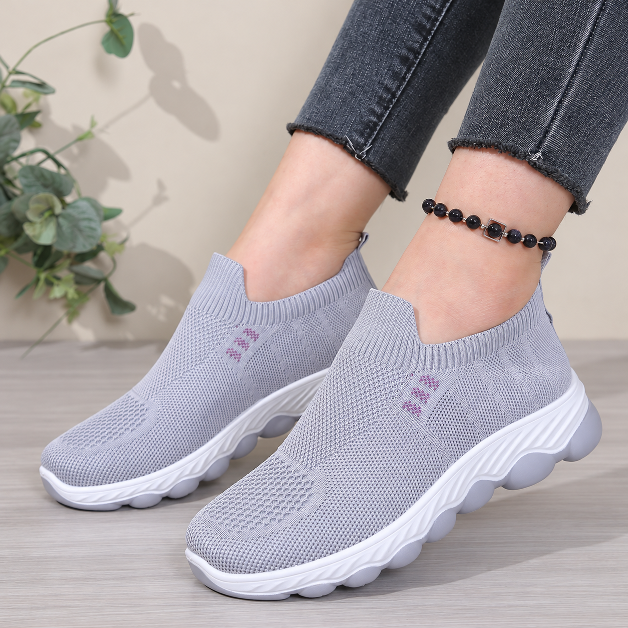 Bootara Avenleigh Gray knit slip-on sneakers - detail 2