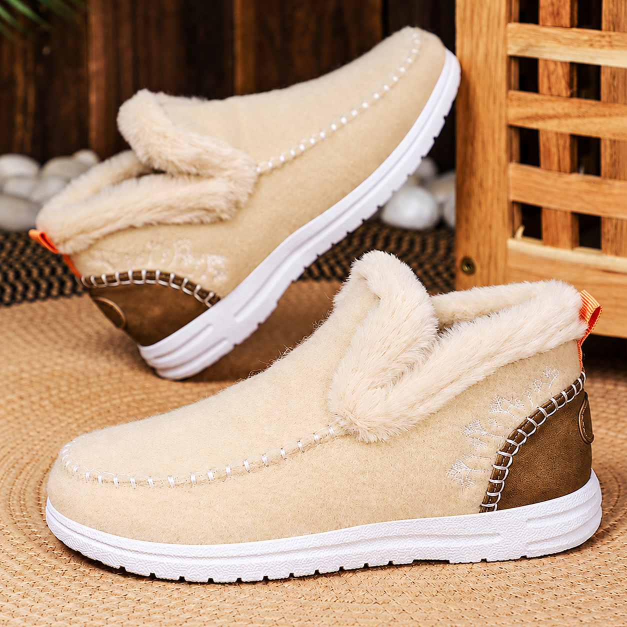 Bootara Wrenvale Beige faux fur lined moccasins - detail 8
