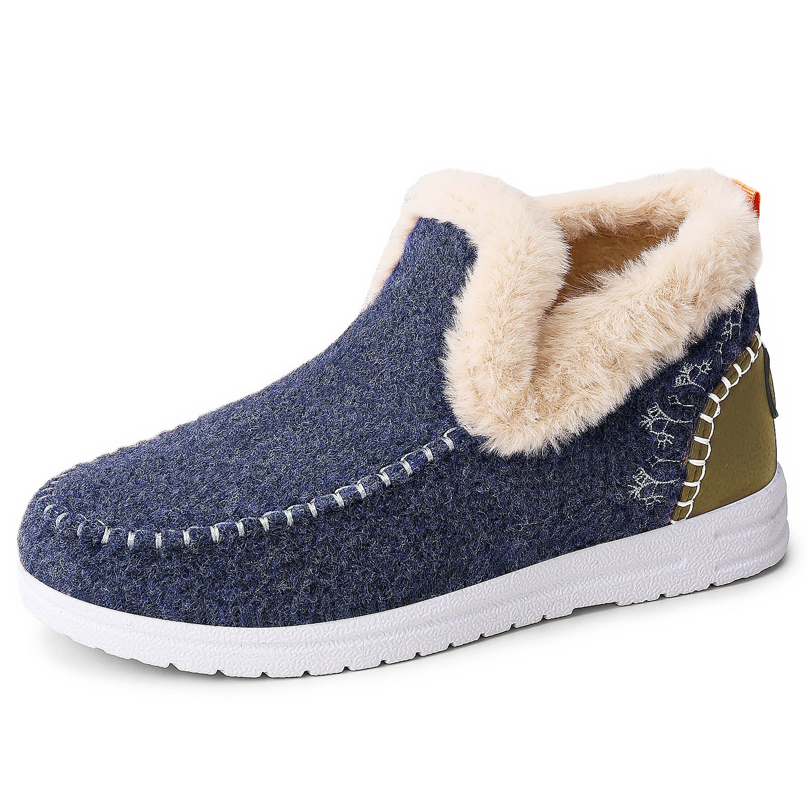 Bootara Wrenvale Blue faux fur lined slip-on moccasins