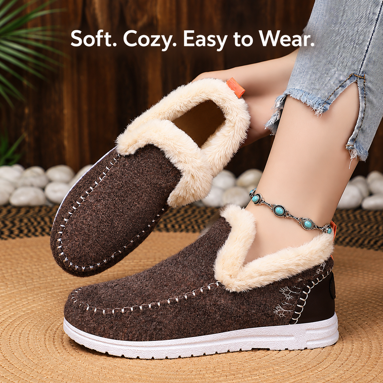 Bootara Wrenvale Brown - soft cozy slip-on moccasins