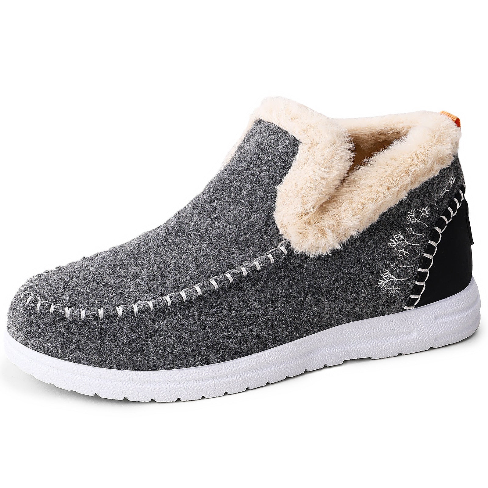Bootara Wrenvale Gray faux fur lined slip-on moccasins