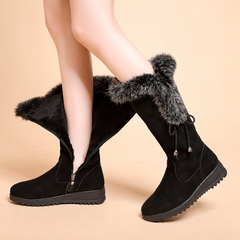 Bootara Elowick Black tall fur cuff winter boots - on-foot view