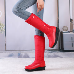 Bootara Women's Mercer Knee-High Quilted Winter Boots – Waterproof, Plush Faux Fur Lining & Snap-Button Closure (US 4–11)