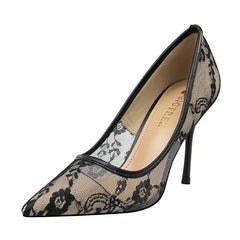 Bootara Women’s Valeria Lace Mesh Stiletto Pumps – Pointed-Toe Hollow Elegant Heels (US 3.5–10.5)