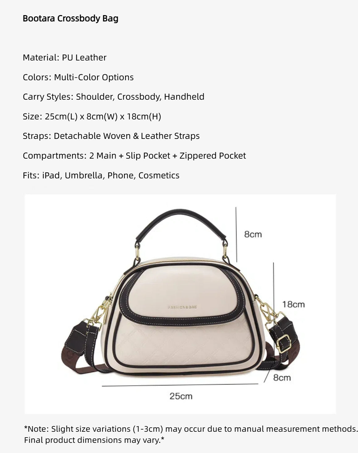 Bootara Women's Quilted Round Bag – Crossbody & Shoulder Mini Purse for Women