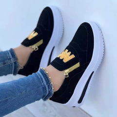 Bootara Women's Plus Size Casual Sports Zipper Sneakers Trendy Athletic Casual Shoes