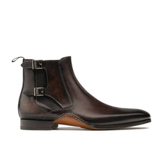 Bootara The Royal Hand Craft Black Leather Double-Buckle Chelsea Men Boot