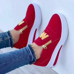 Bootara Women's Plus Size Casual Sports Zipper Sneakers Trendy Athletic Casual Shoes