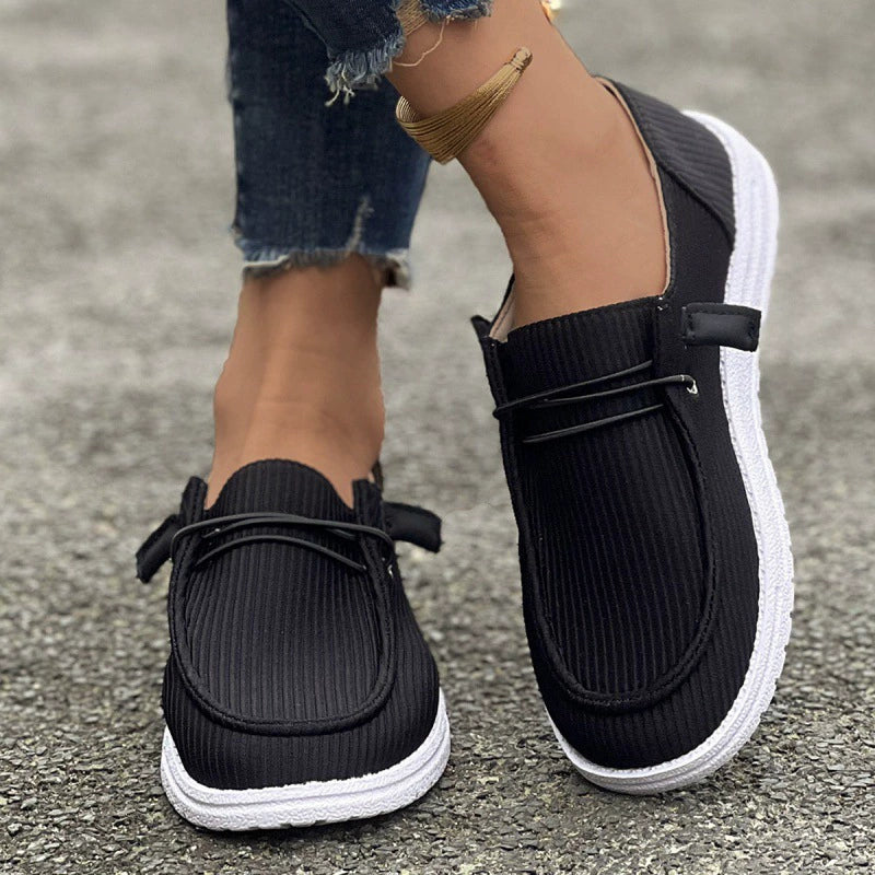 Bootara Large size casual shoes spring and autumn new flat-soled low-top loafers for women