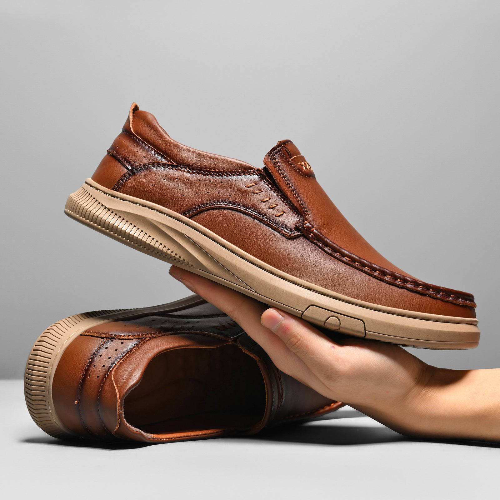 Bootara Men's Slip-on Comfortable Genuine Leather Loafers