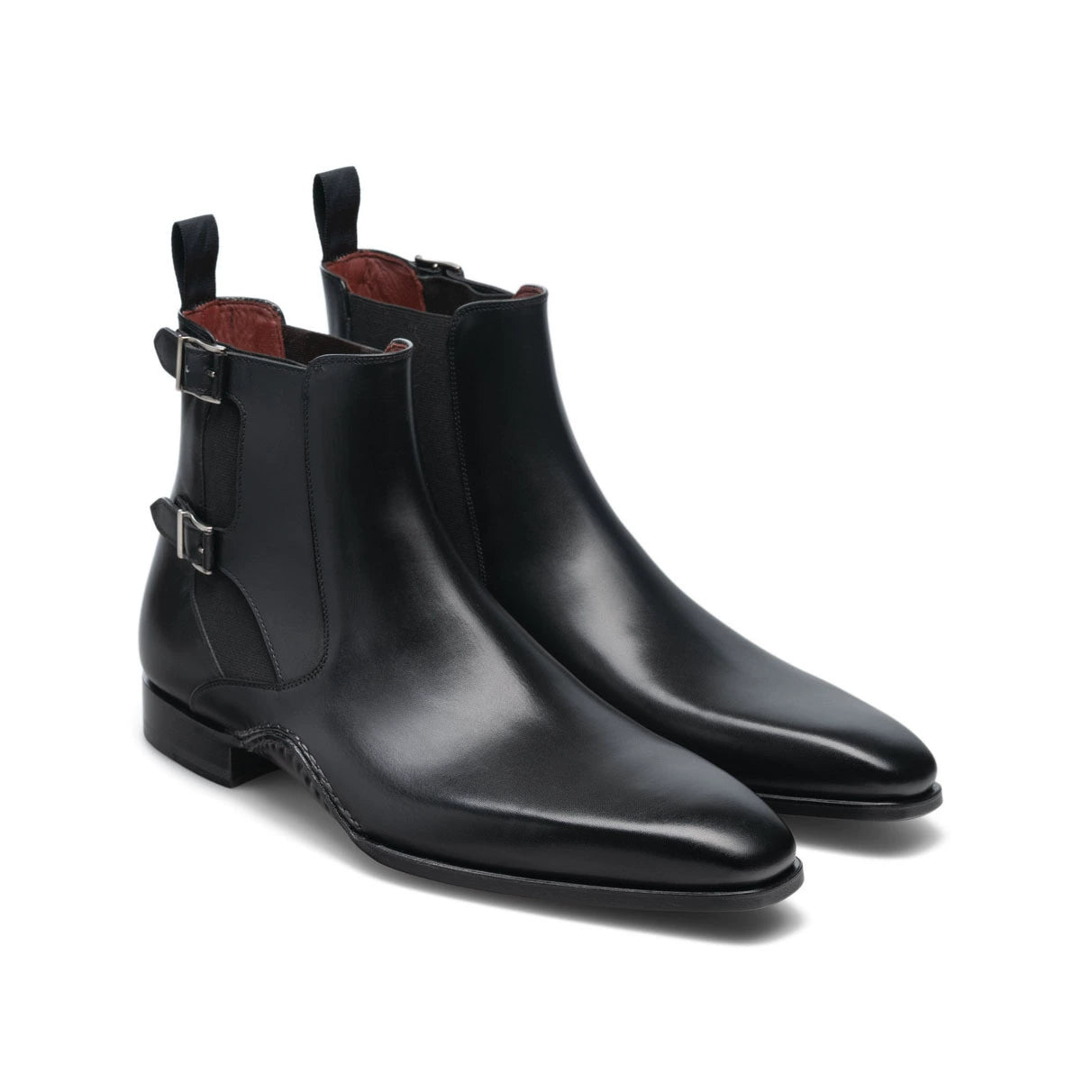 Bootara The Royal Hand Craft Black Leather Double-Buckle Chelsea Men Boot