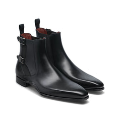 Bootara The Royal Hand Craft Black Leather Double-Buckle Chelsea Men Boot