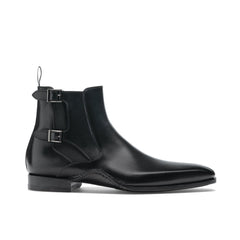 Bootara The Royal Hand Craft Black Leather Double-Buckle Chelsea Men Boot