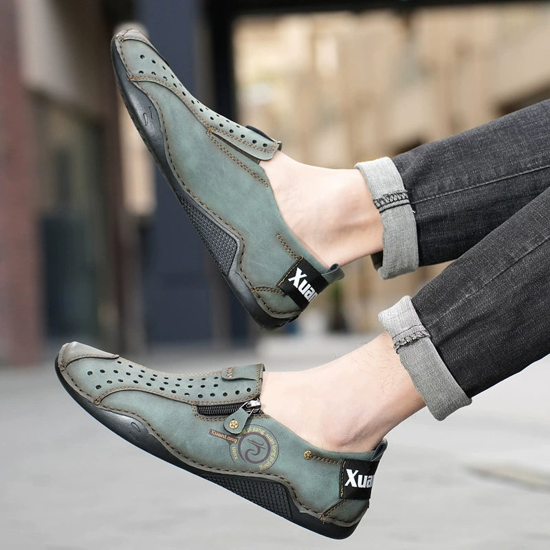 Bootara Men's Loafers & Slip-Ons Moccasin Handmade Shoes Beck Shoes Casual Outdoor Daily Microfiber Breathable Loafer Black Light Brown Army Green Summer Spring