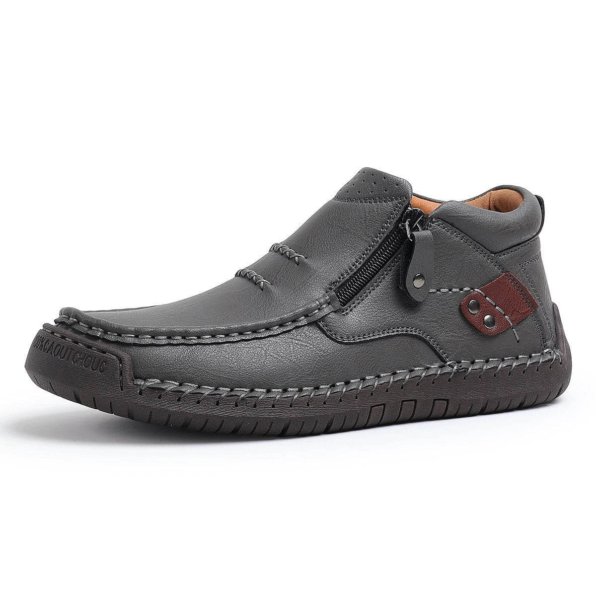 Bootara Cross-Border Men’s Outdoor Casual Slip-On Flat Handcrafted Leather Shoes