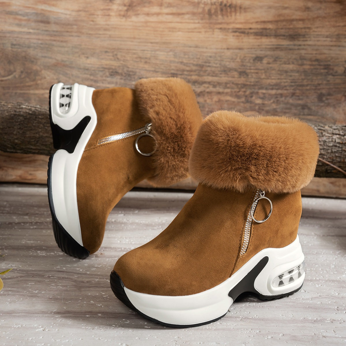 Bootara Women's Cozy-Chic Snow Boots - Plush Lined Faux Suede Platform Ankle Boots (US 4-10.5)