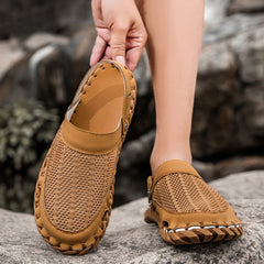 Bootara Men's 2025 Summer Genuine Leather Outdoor Beach Sandals