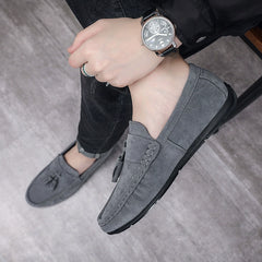 Bootara Men's spring 2025 new style trendy men's shoes slip-on casual leather shoes tassel soft sole driving shoes