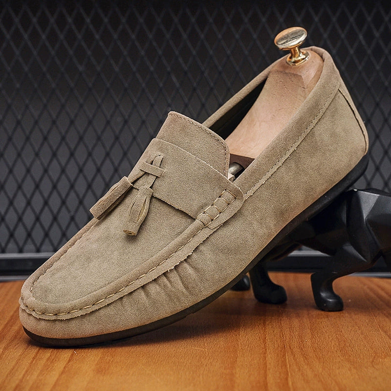 Bootara Men's spring 2025 new style trendy men's shoes slip-on casual leather shoes tassel soft sole driving shoes