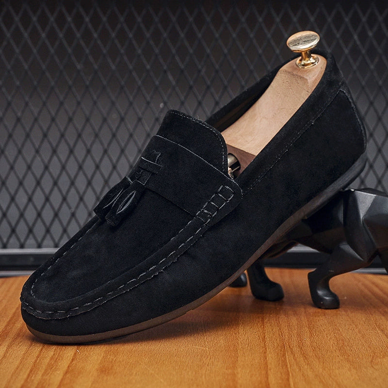 Bootara Men's spring 2025 new style trendy men's shoes slip-on casual leather shoes tassel soft sole driving shoes