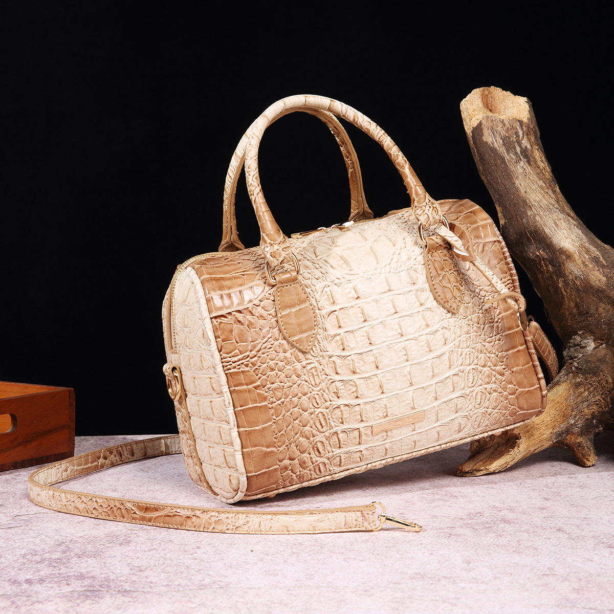 Bootara Women's Vintage Crocodile-Embossed Crossbody Bag – Travel-Ready Underarm Handbag