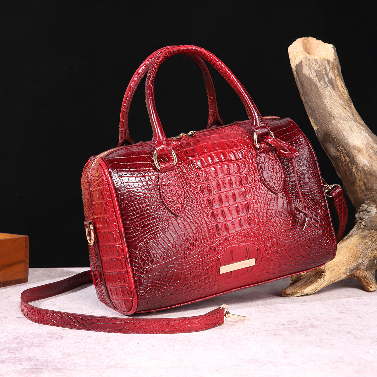 Bootara Women's Vintage Crocodile-Embossed Crossbody Bag – Travel-Ready Underarm Handbag