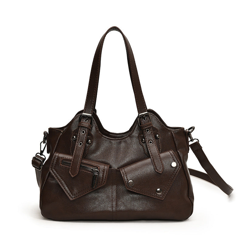 Bootara Women's Road Rebel Tote - Retro Moto-Inspired Convertible Carryall with Industrial Hardware