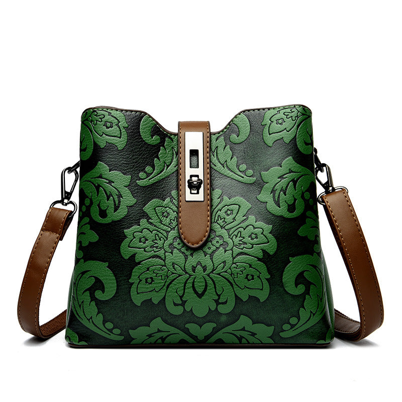 Bootara Women's Heritage Artisan Bucket - Distinctive Hand-Blocked Motifs on Heirloom Leather with Village-to-City Versatility
