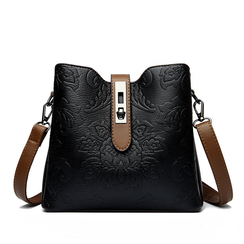 Bootara Women's Heritage Artisan Bucket - Distinctive Hand-Blocked Motifs on Heirloom Leather with Village-to-City Versatility