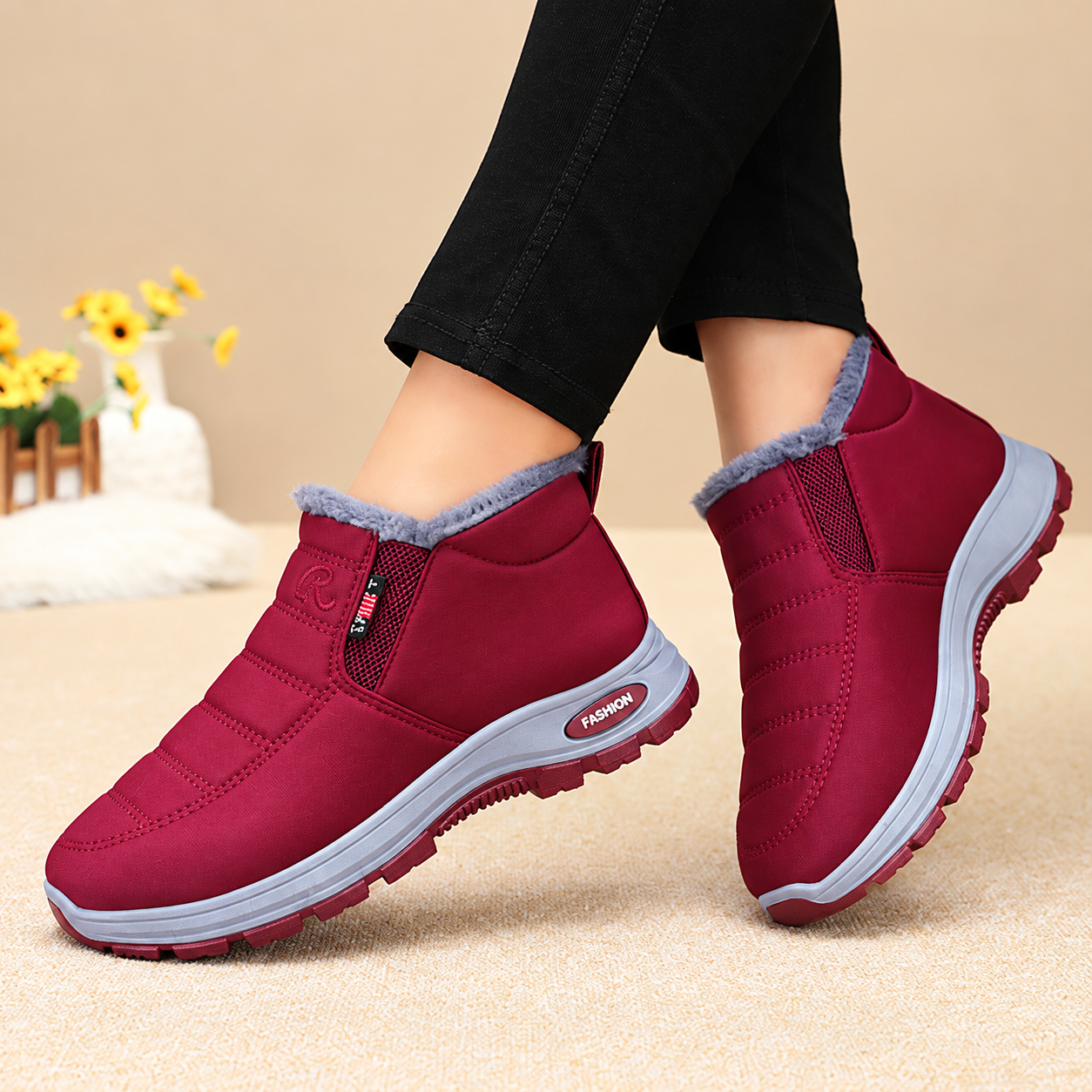 Bootara Lunwick Red plush-lined winter ankle boots, view 15