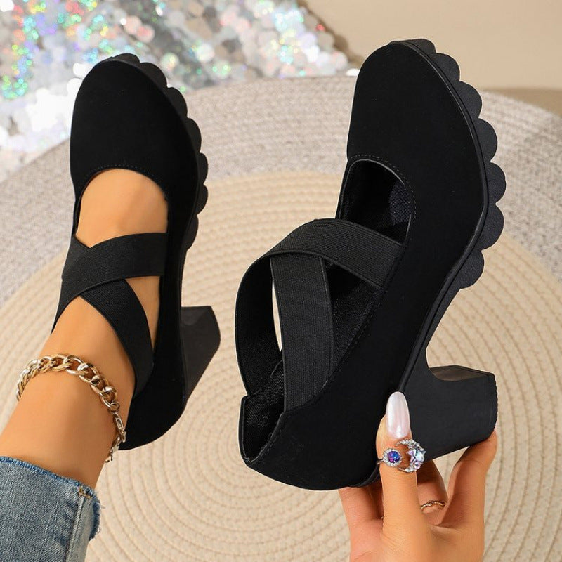 Bootara Marlow cross-strap block heel Mary Jane shoes, black smooth