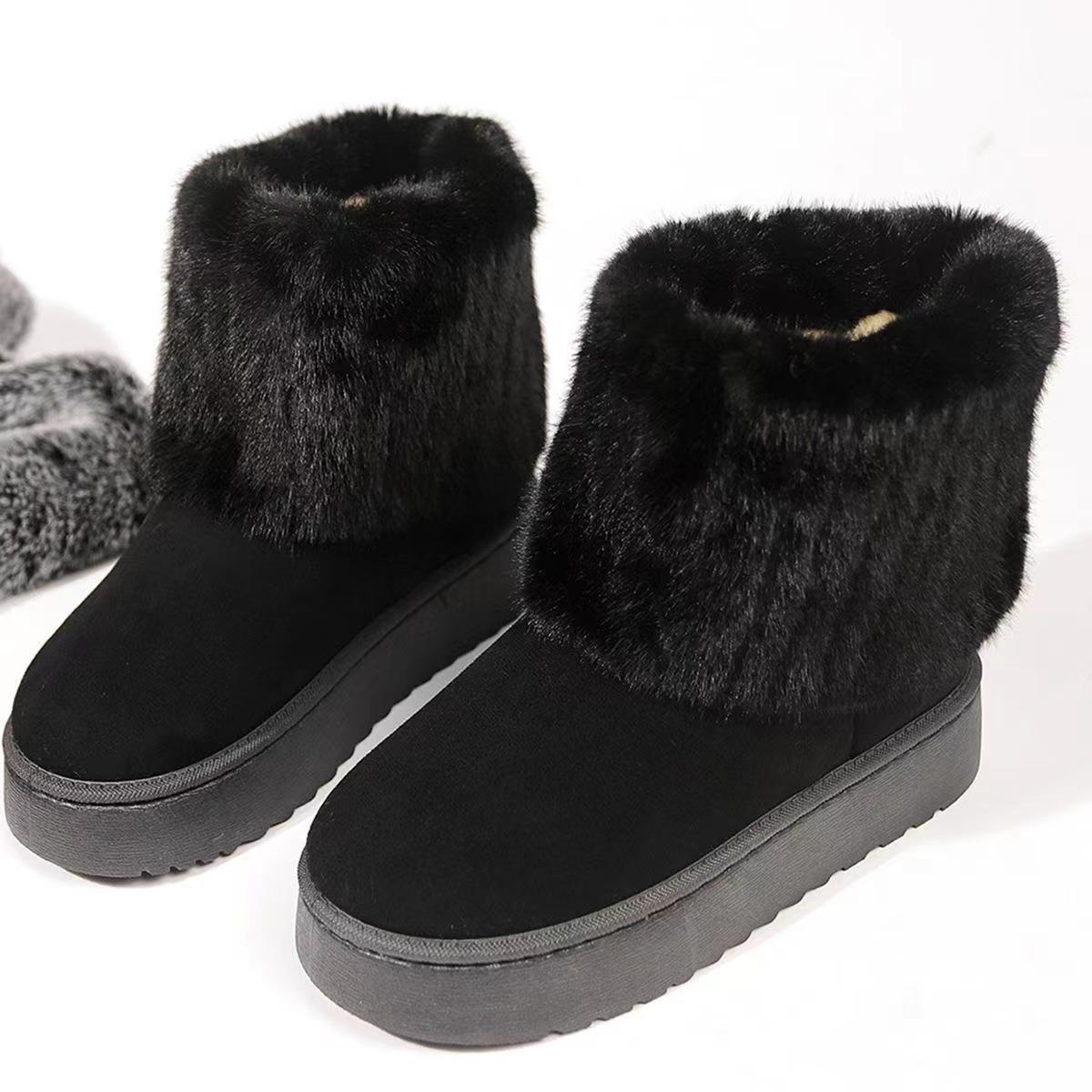 Bootara Tundelle short faux fur cuff platform boots in Black
