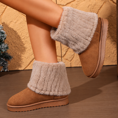 Bootara Tundelle Brown faux fur cuff platform boots, lifestyle view 4