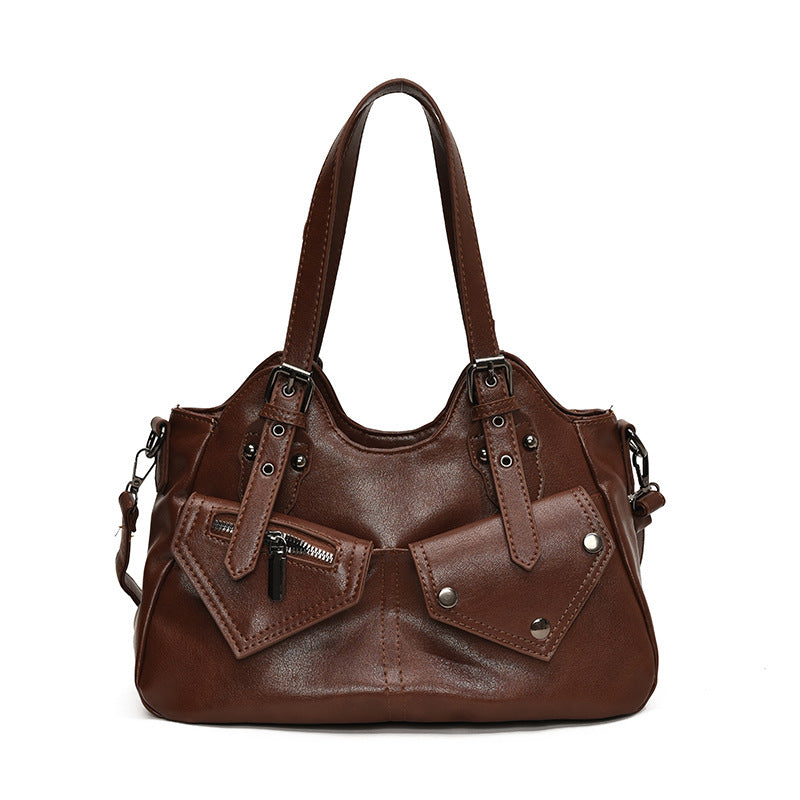Bootara Women's Road Rebel Tote - Retro Moto-Inspired Convertible Carryall with Industrial Hardware